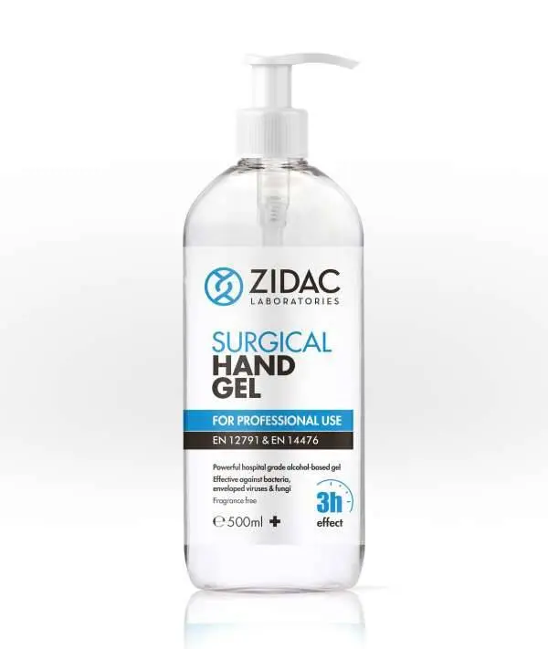 500ml Zidac Surgical Hand Gel photographed against a plain background.