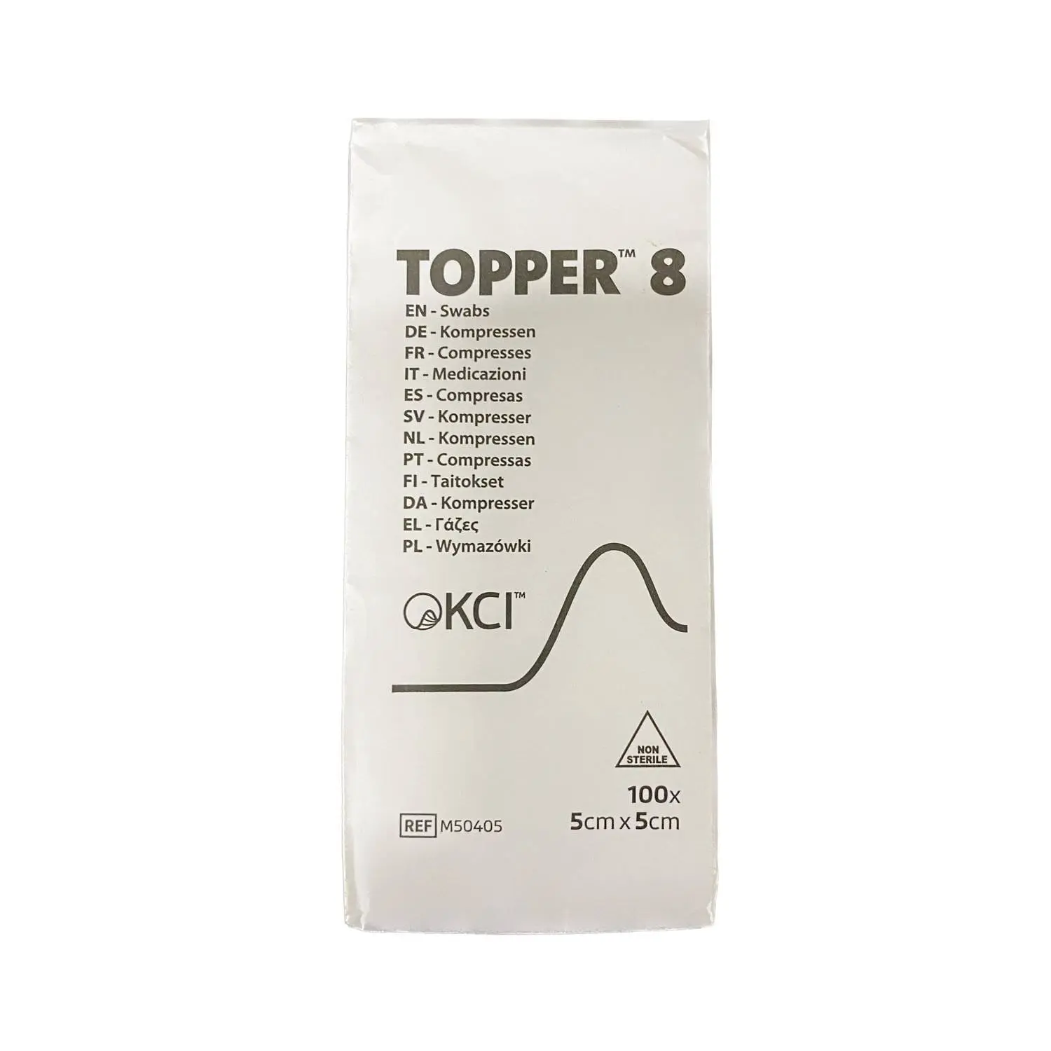 5cm x 5cm Topper 8 Swabs Pack of 100 photographed against a plain background.
