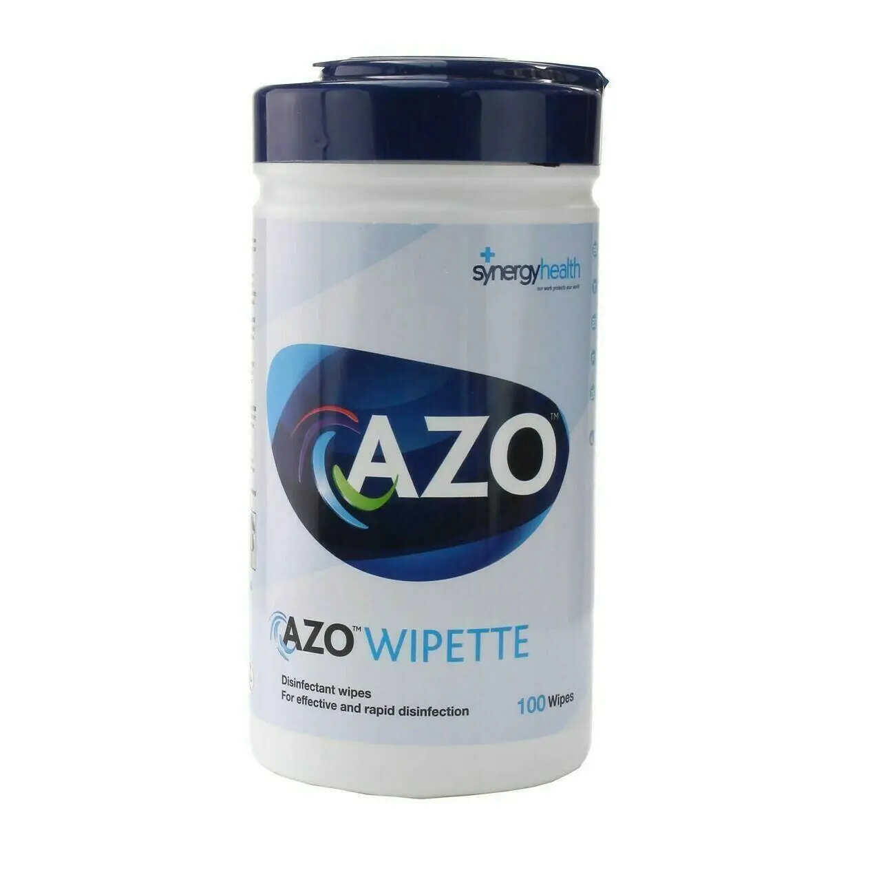Azo Wipettes Hard Surface Bactericidal Wipes x 100 photographed against a plain background.