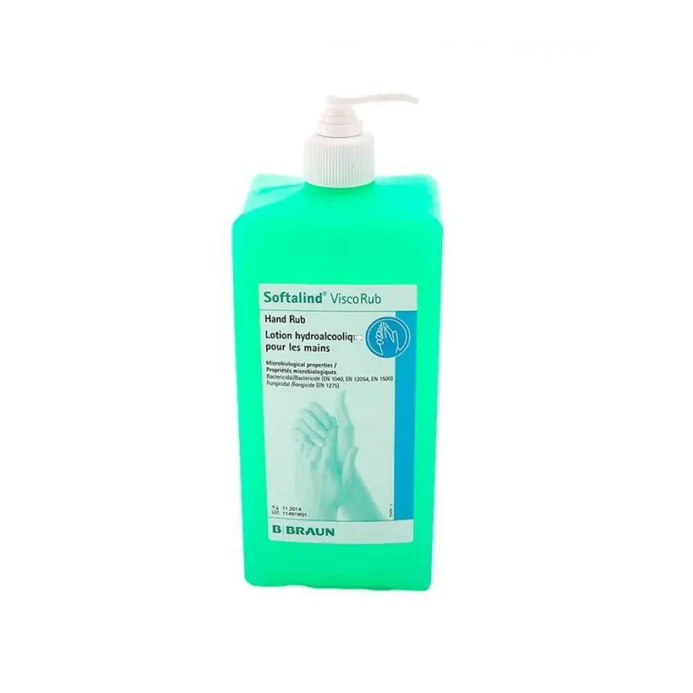 BBRaun Softalind ViscoRub 1000ML Hand Disinfectant Bottle photographed against a plain background.