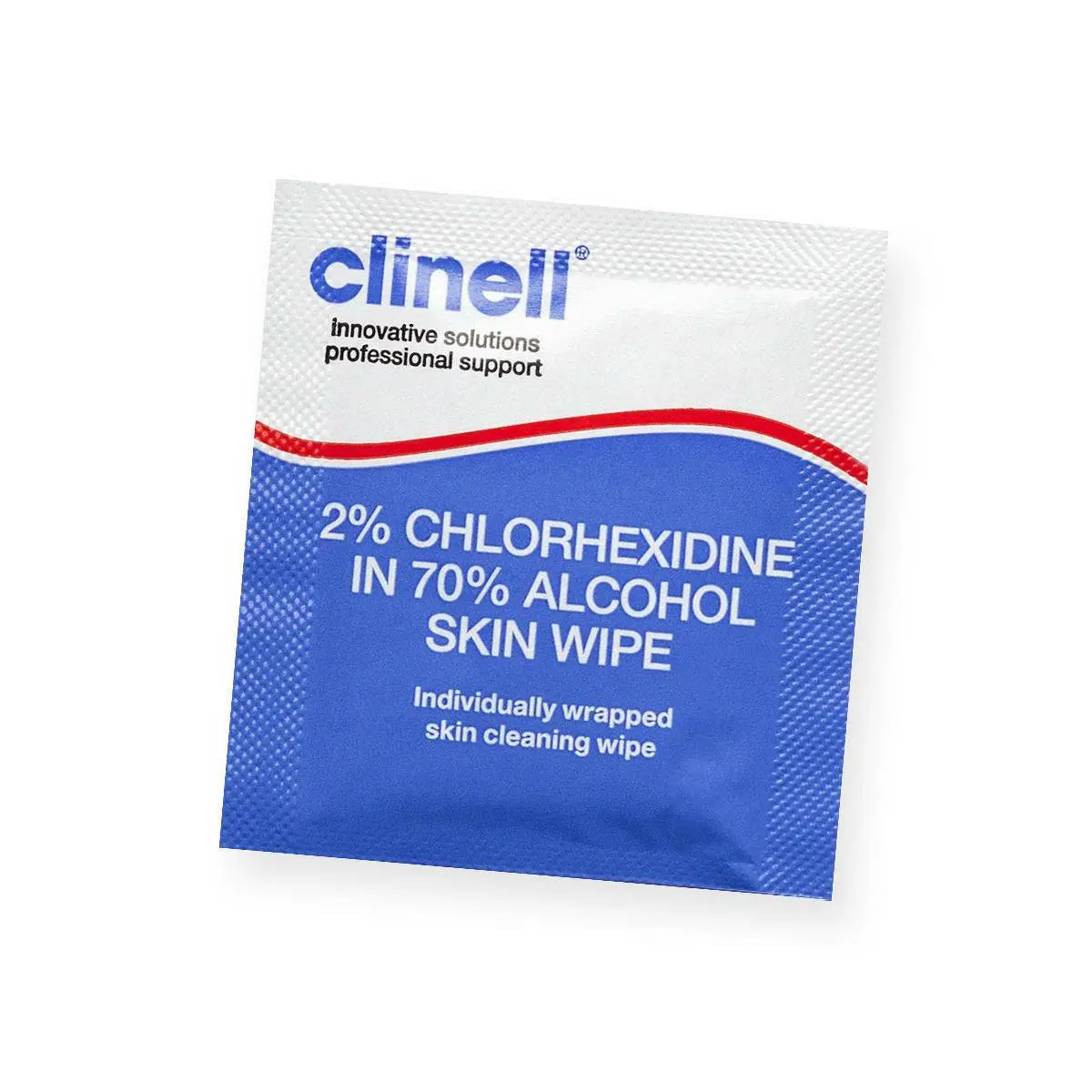 Clinell 2% Chlorhexidine in 70% Alcohol Skin Wipes x 200 photographed against a plain background.
