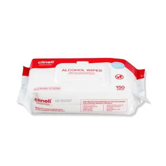 Clinell Alcohol Wipes Large 150 photographed against a plain background.