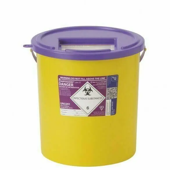 Daniels 22 Litre Sharpsguard Purple Cyto Sharps Bin photographed against a plain background.