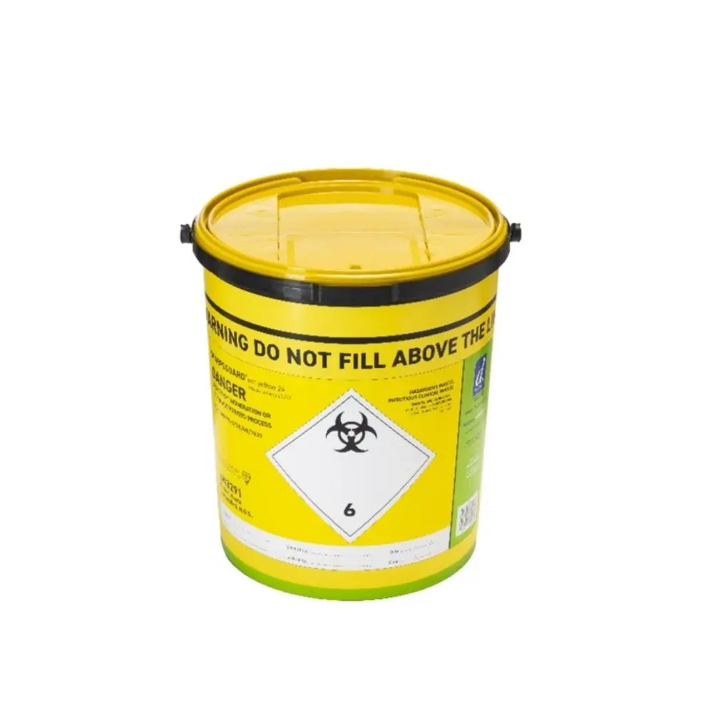 Daniels 24 Litre Sharpsguard Yellow Sharps Bin photographed against a plain background.