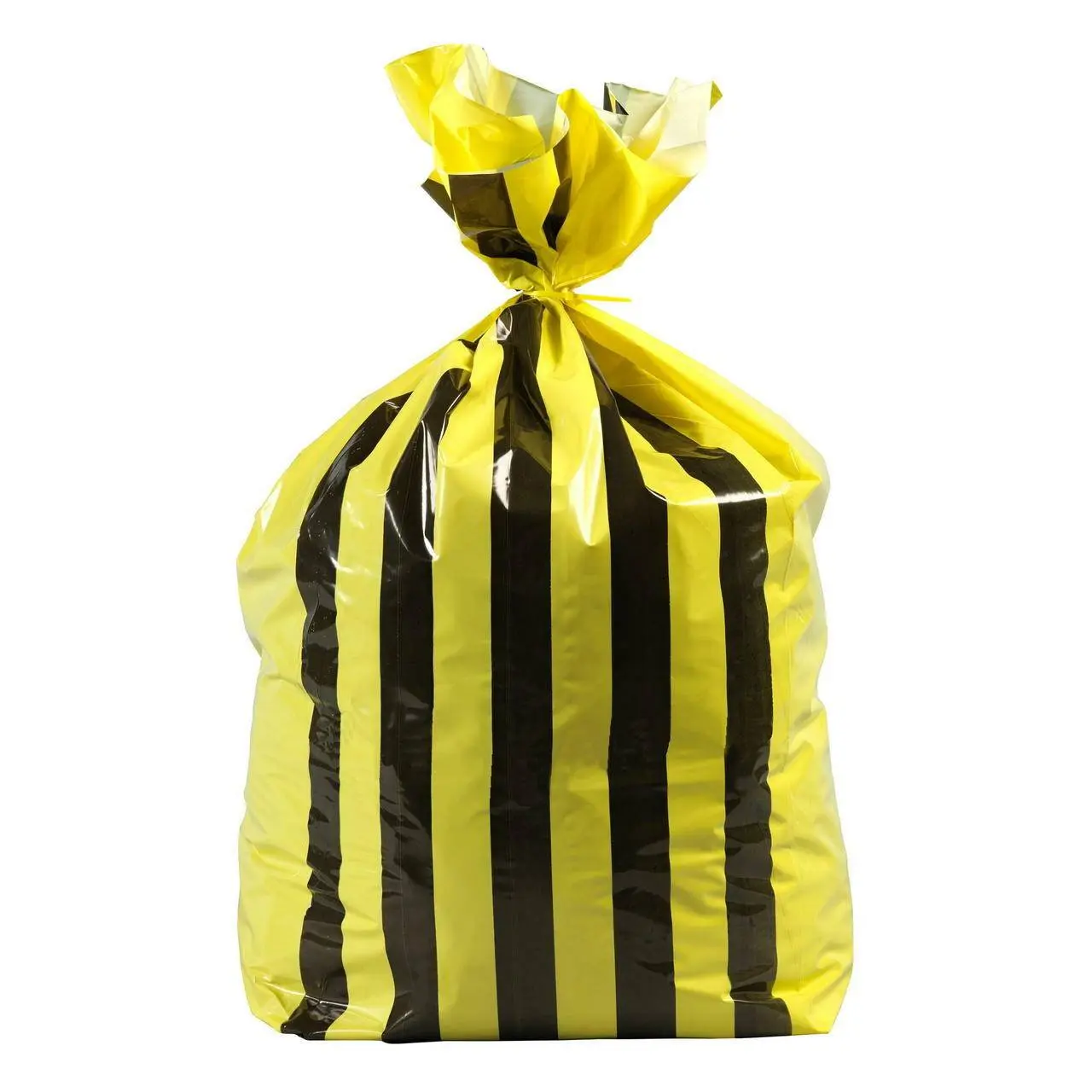 GV Health 90L Large Double Sided Print Tiger Stripe Polythene Offensive Waste Bags 25mu - 1 Roll of 25 photographed against a plain background.