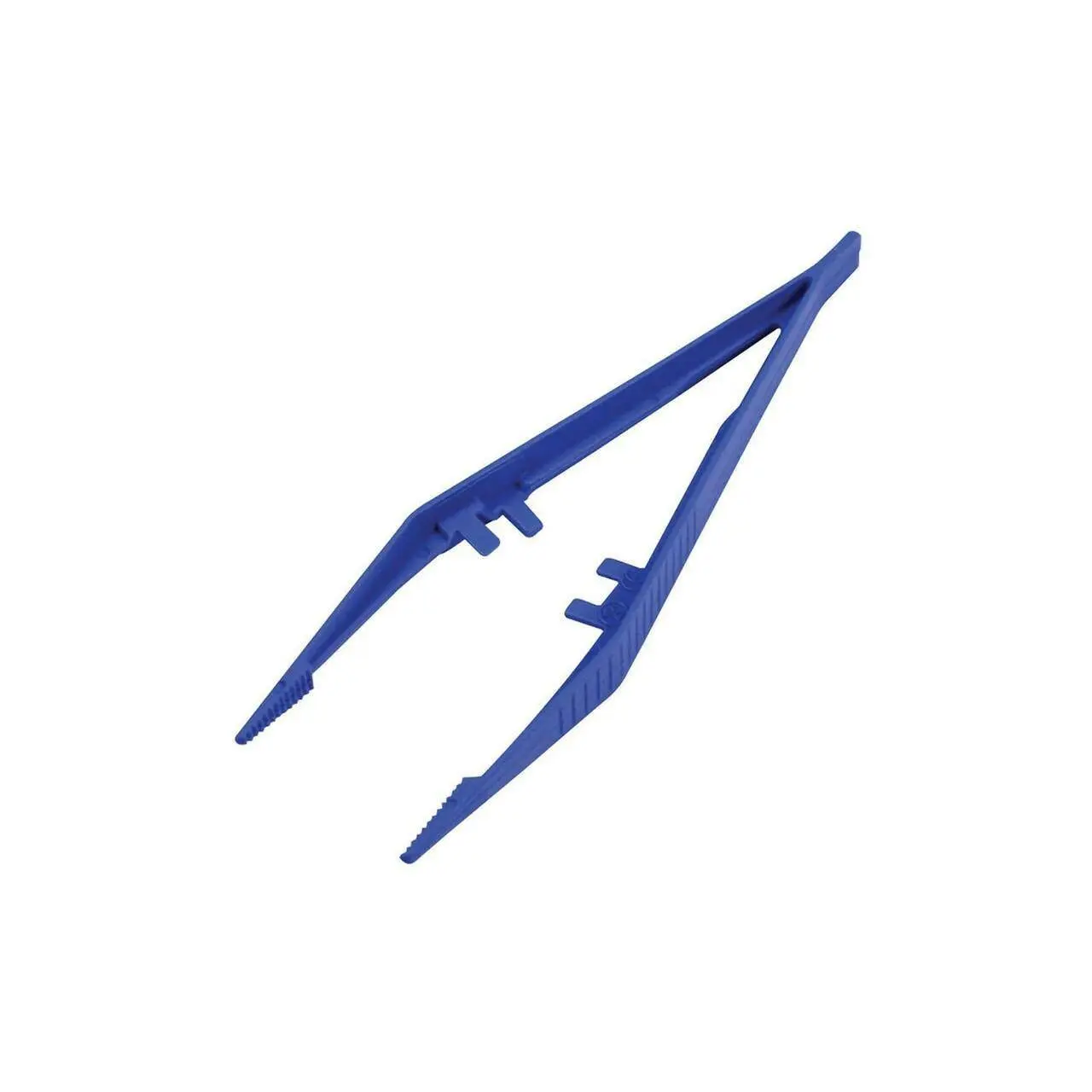 Instrapac Plastic Forceps - Blue - 13cm photographed against a plain background.
