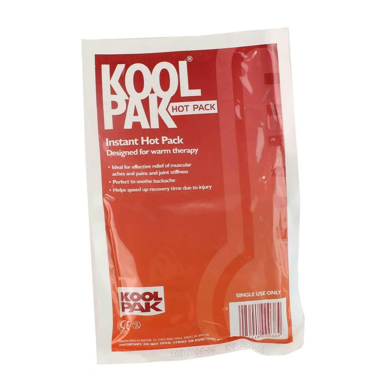 Koolpak Instant Hot Pack 15cm x 23cm photographed against a plain background.
