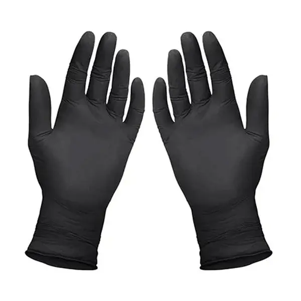 OmniTrust Black Nitrile Examination Gloves photographed against a plain background.