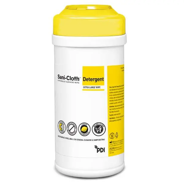 PDI Sani-Cloth Detergent Wipes Tubes of 150 photographed against a plain background.