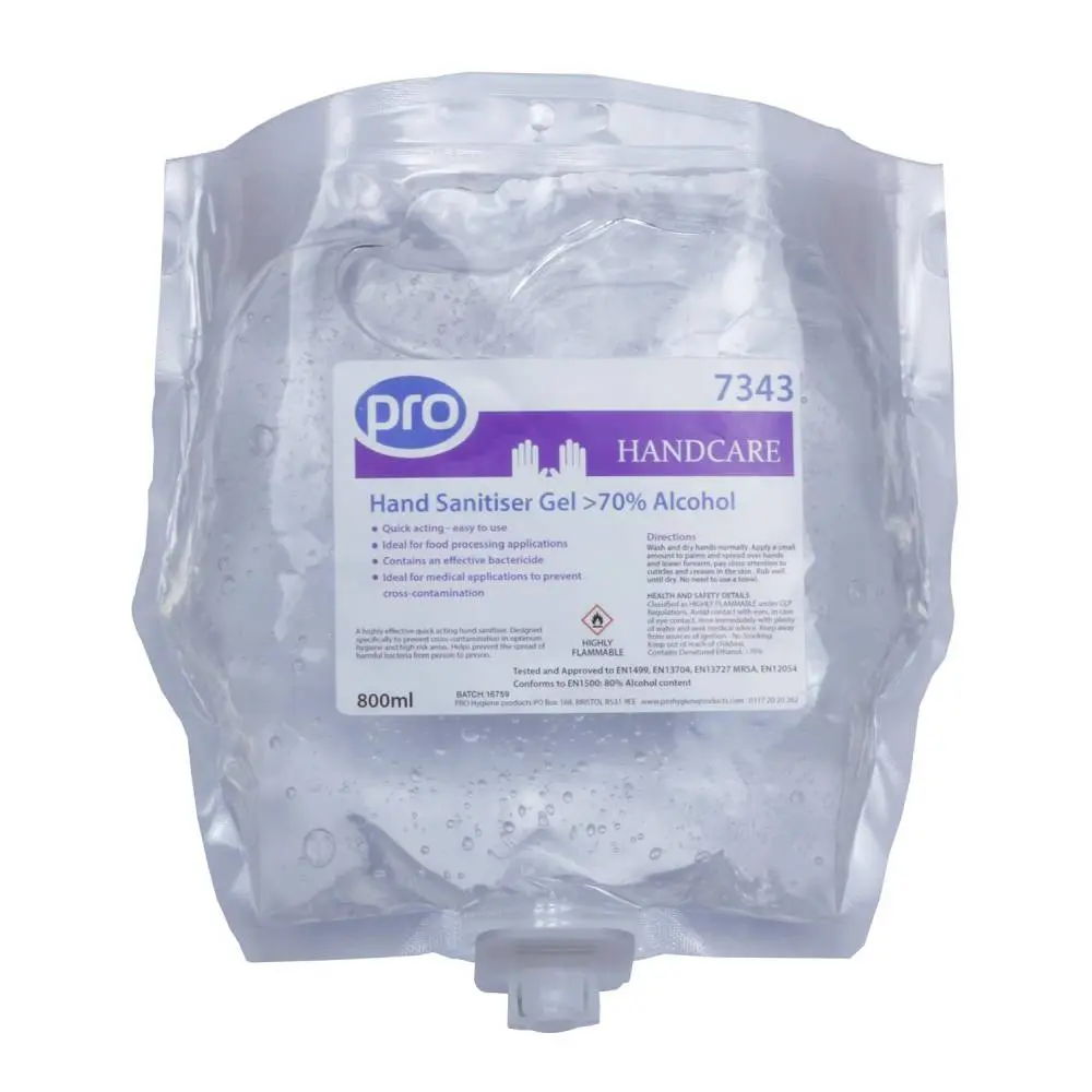 PRO Hand Sanitiser Gel 70% Alcohol 800ml photographed against a plain background.