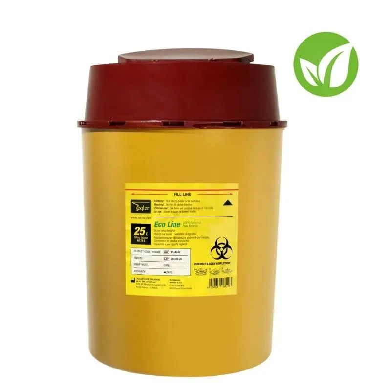 Teqler 25 Litre Eco Line XL Sharps Bin photographed against a plain background.