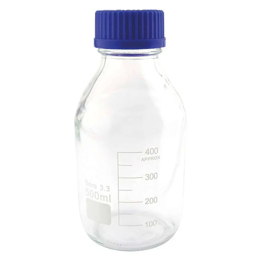 Teqler 500ml Borosilicate Glass Reagent Bottle photographed against a plain background.