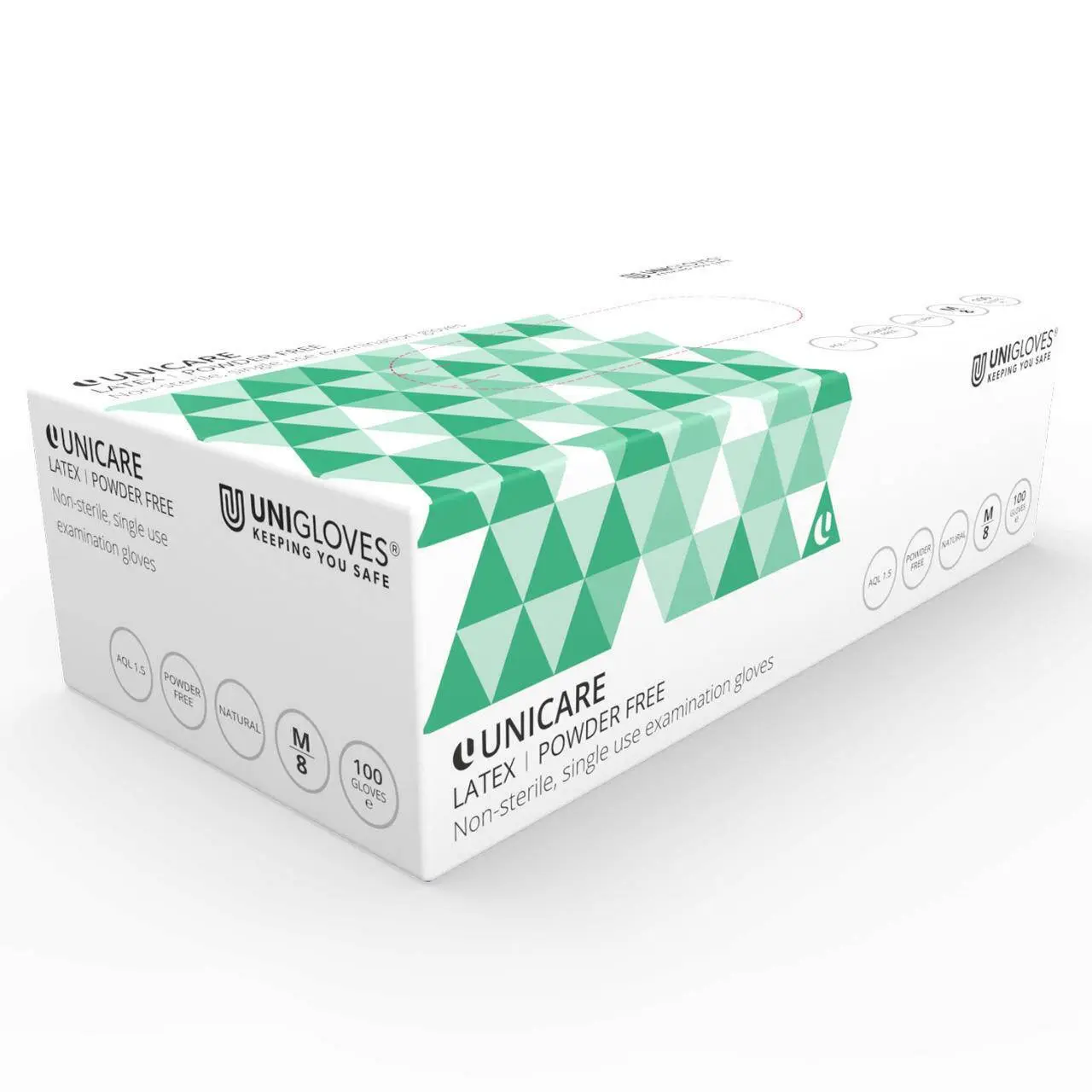 Unigloves Nitrile Examination Gloves photographed against a plain background.