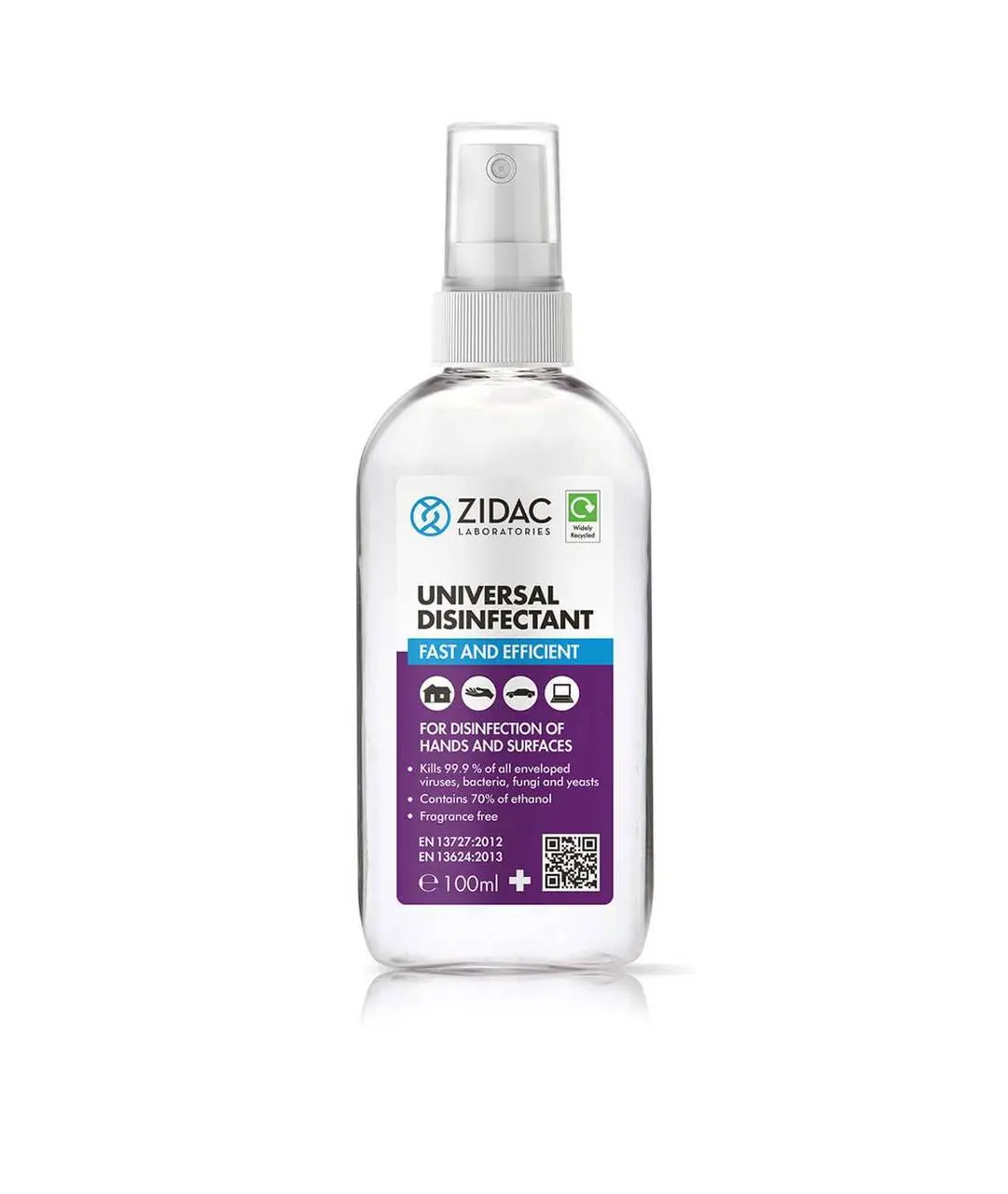 Zidac Universal Disinfectant 100ml photographed against a plain background.