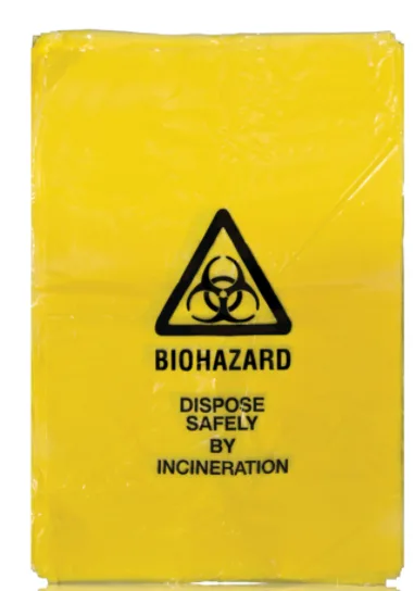 Blue Dot 203mm x 354mm Heavy Duty Medium Clinical Waste Bags Pack of 100 photographed against a plain background.