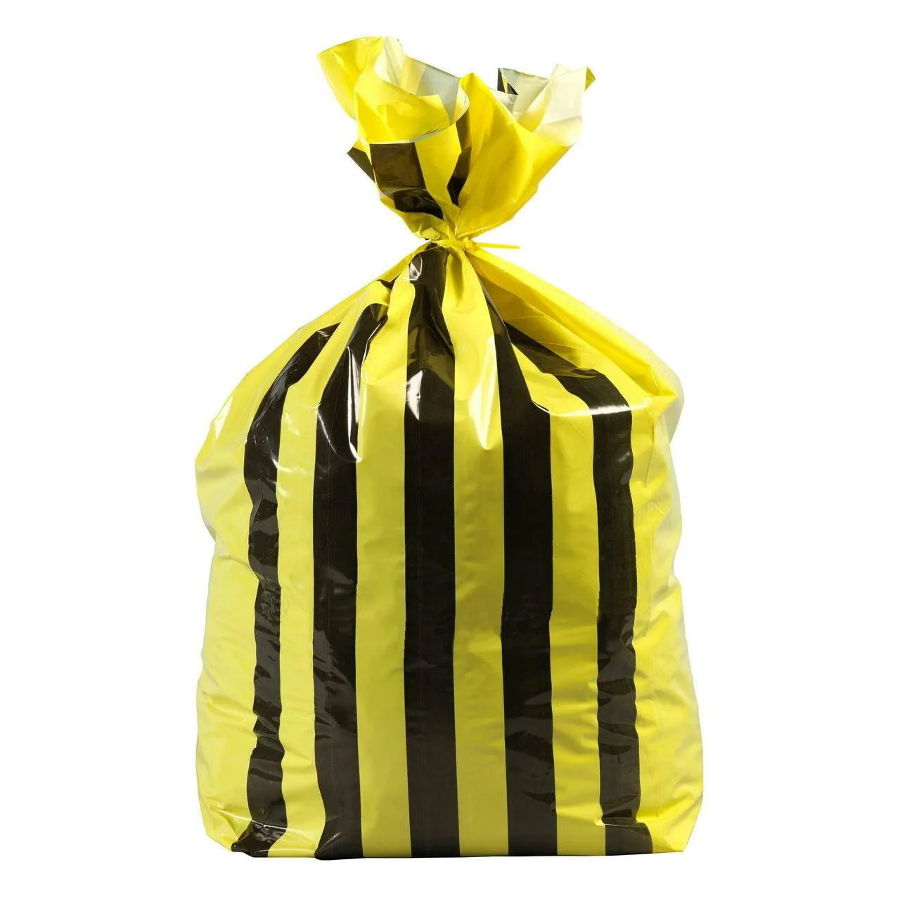 GV Health 90L Large Double Sided Print Tiger Stripe Polythene Offensive Waste Bags 25mu - 1 Roll of 25 photographed against a plain background.