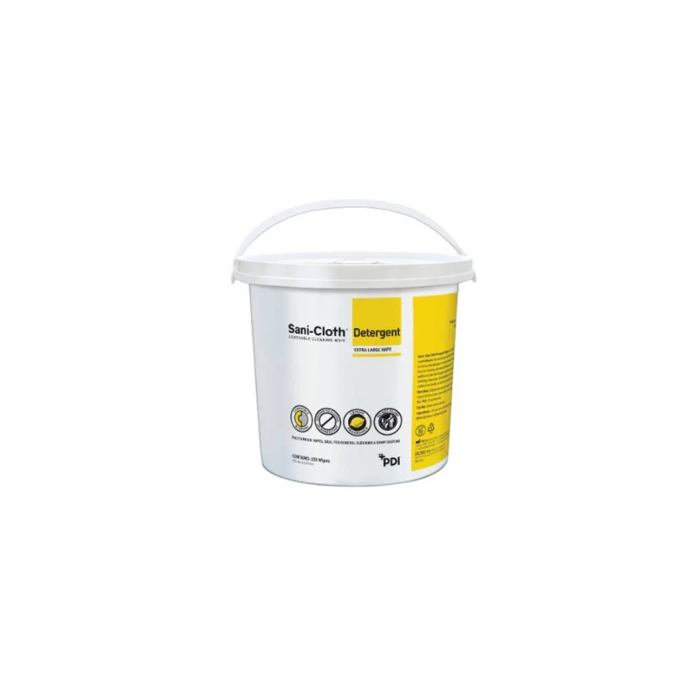 PDI Sani-Cloth Detergent Wipes Bucket of 225 photographed against a plain background.
