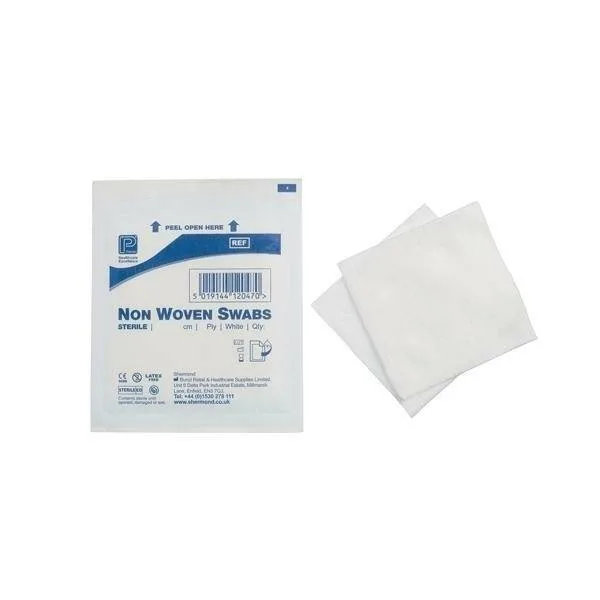 Premier 5 x 5 Non Woven Sterile Gauze Swabs Single Pack of 5 photographed against a plain background.