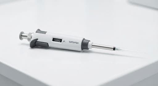 A contemporary laboratory pipette set on a sterile white surface under diffused light.
