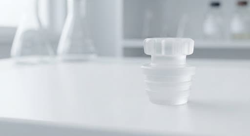 A high-quality silicone stopper for laboratory flasks on a smooth white surface.