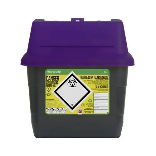 3 Litre Sharpsafe Purple Sharps Bin photographed against a plain background.