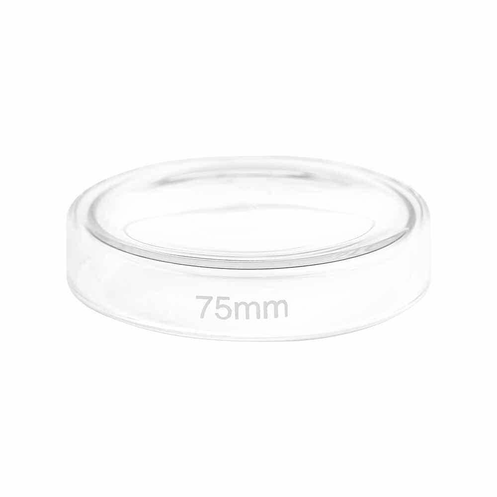 75mm Glass Petri Dish Teqler photographed against a plain background.