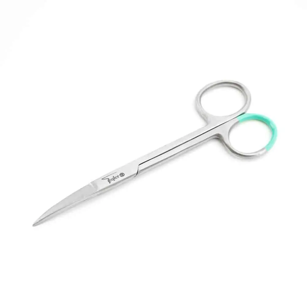 Teqler 11.5cm Iris Scissors Curved photographed against a plain background.