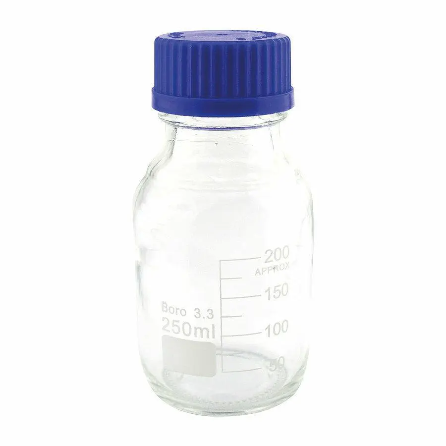 Teqler 250ml Borosilicate Glass Reagent Bottle photographed against a plain background.