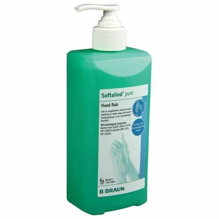 BBRaun Softalind Pure 1000ML Hand Disinfectant Bottle - Dispensing Pump photographed against a plain background.