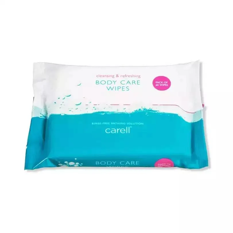 Carell Body Care Wipes Pack of 60 photographed against a plain background.