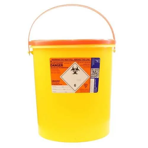 Daniels 22 Litre Sharpsguard Orange Sharps Bin photographed against a plain background.