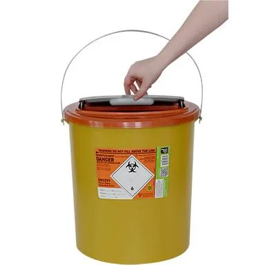 Daniels 24L Sharpsguard Orange Sharps Bin Extra Access photographed against a plain background.