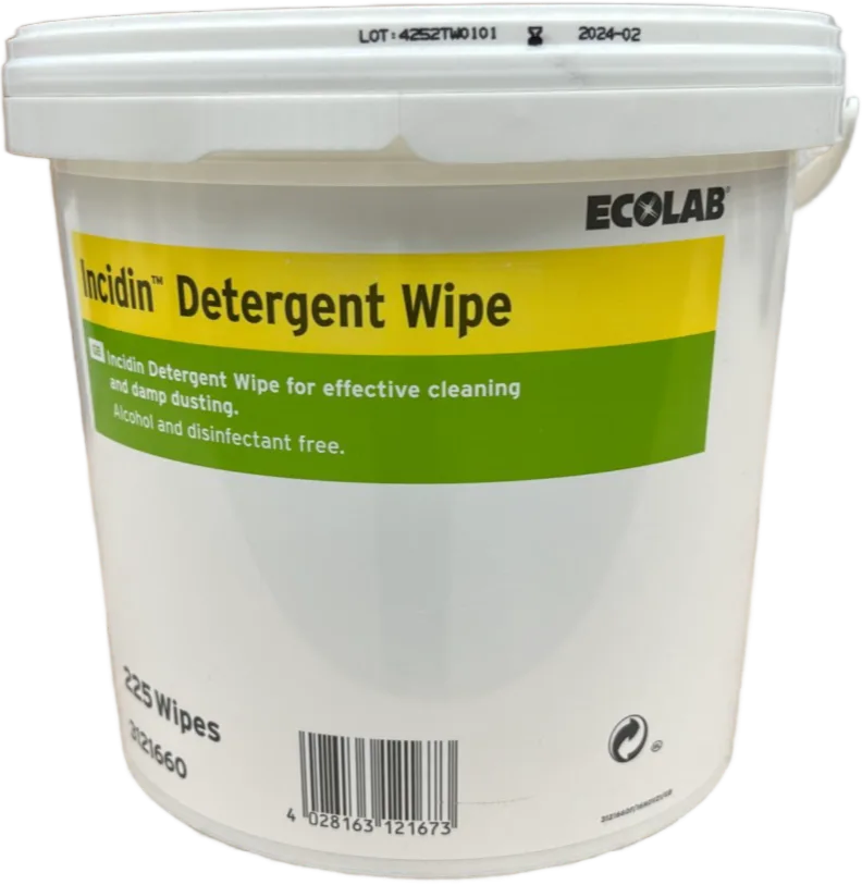 Ecolab Incidin Detergent Wipe 225 Wipe Bucket photographed against a plain background.