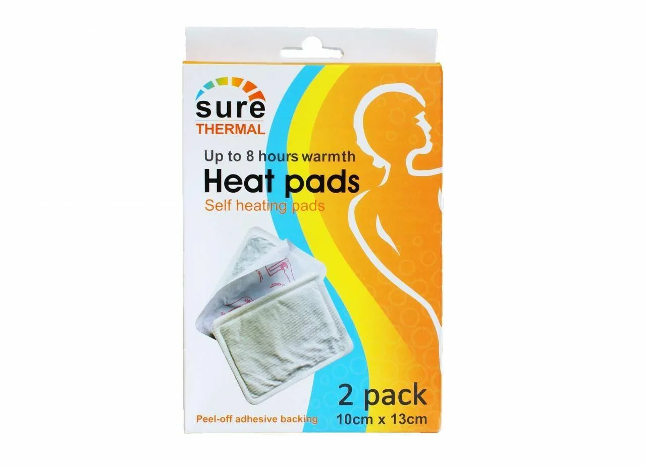 Sure Thermal 2 x Self Heating Heat Pads photographed against a plain background.
