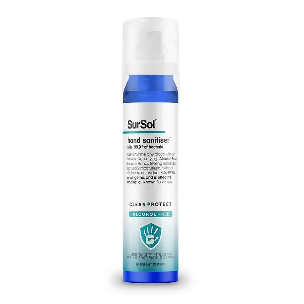 SurSol Alcohol-Free Spray Hand Sanitiser - 75ml Bottle photographed against a plain background.