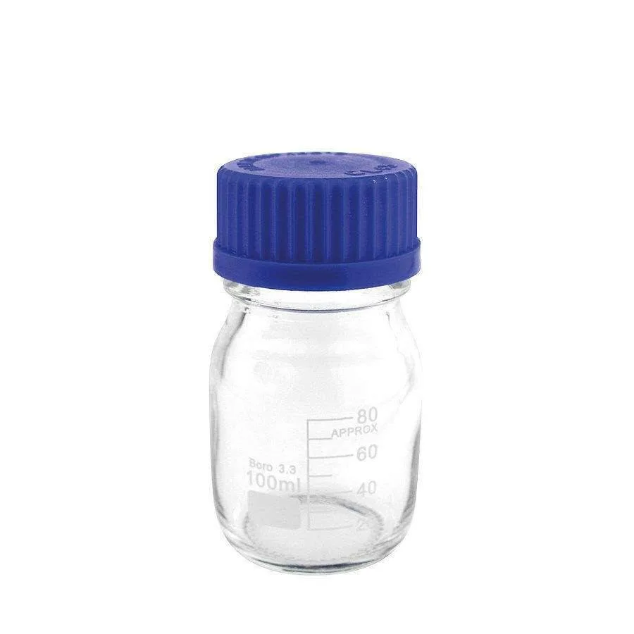 Teqler 100ml Borosilicate Glass Reagent Bottle photographed against a plain background.