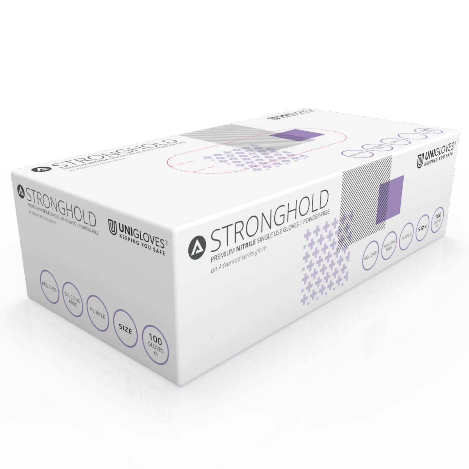 Unigloves Nitrile Examination Gloves photographed against a plain background.