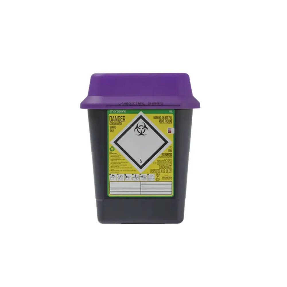 5 Litre Sharpsafe Purple Sharps Bin photographed against a plain background.