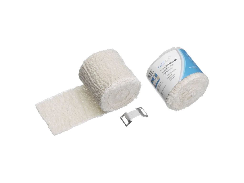 5cm x 4.5m Fast Aid Crepe Bandage Bp photographed against a plain background.