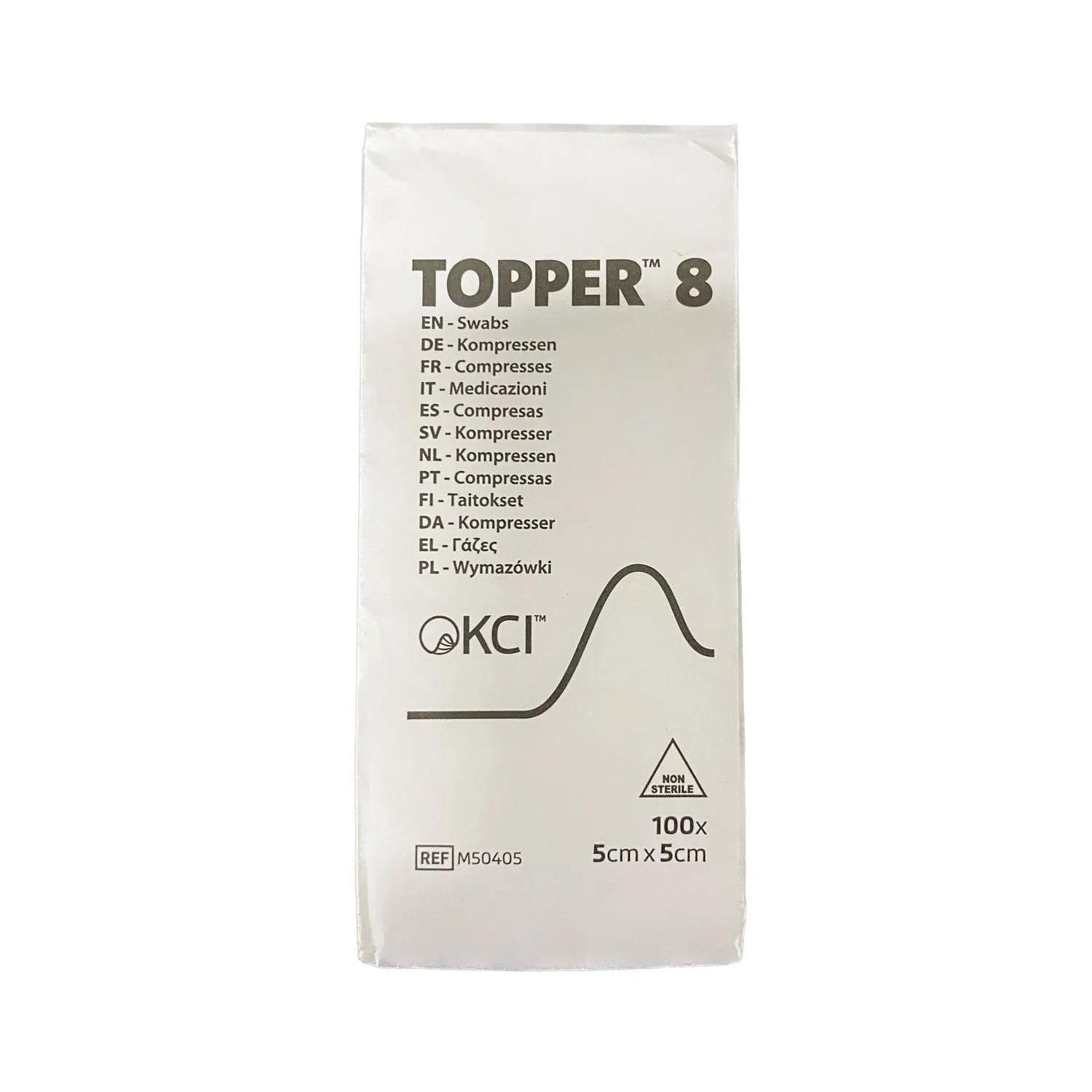 5cm x 5cm Topper 8 Swabs Pack of 100 photographed against a plain background.