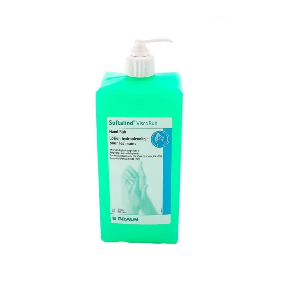 BBRaun Softalind ViscoRub 1000ML Hand Disinfectant Bottle photographed against a plain background.