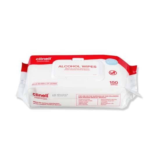 Clinell Alcohol Wipes Large 150 photographed against a plain background.