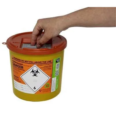 Daniels 2.5 Litre Sharpsguard Eco Orange Sharps Bin photographed against a plain background.