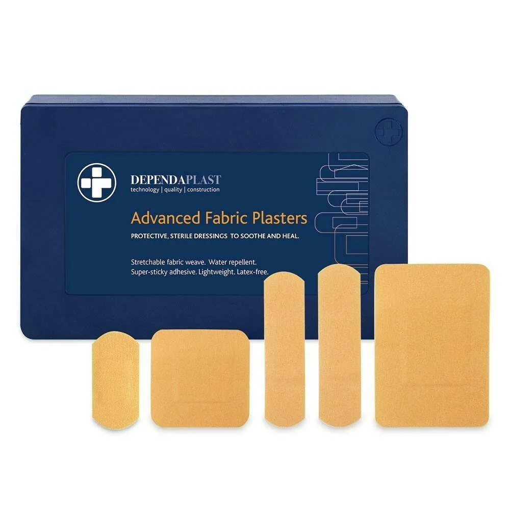 Dependaplast Fabric Plasters - Assorted Sizes x 120 photographed against a plain background.
