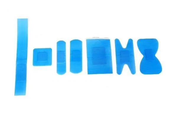 Qualicare Blue Detectable Plasters 20 Assorted photographed against a plain background.