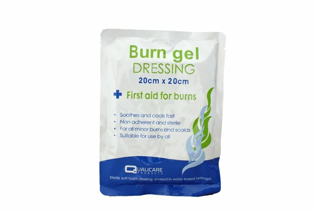 Qualicare Burn Gel Dressing 20cm x 20cm - Single photographed against a plain background.