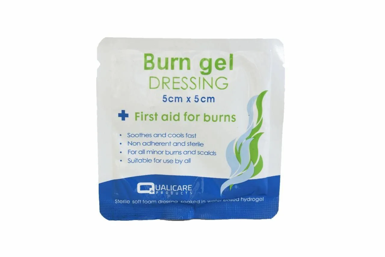 Qualicare Burn Gel Dressing 5cm x 5cm - Single photographed against a plain background.