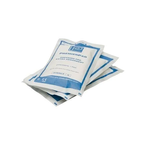 Sterile PremierPad Wound Dressing Pad 20cm x 10cm photographed against a plain background.