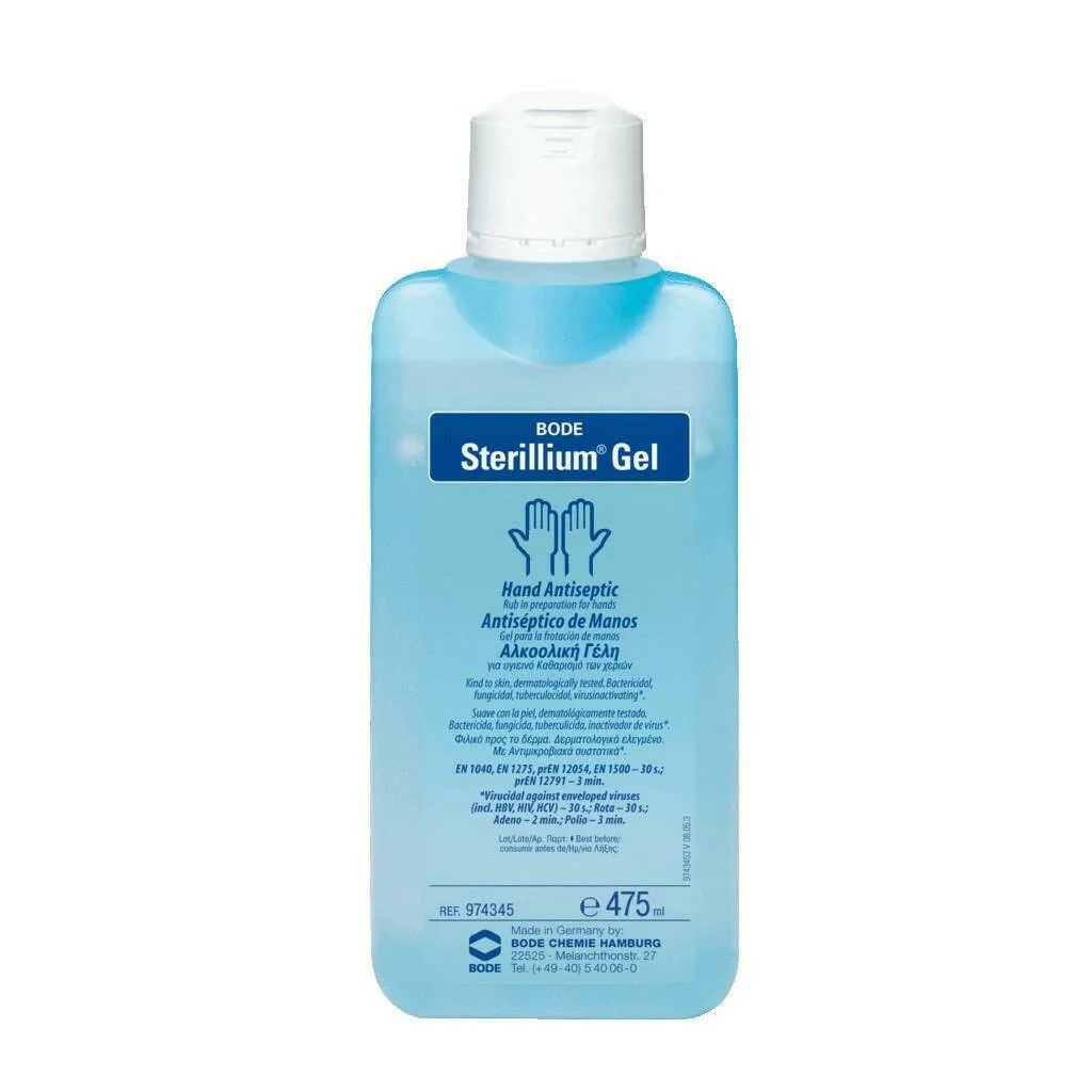 Sterillium Hand Gel 475ml photographed against a plain background.