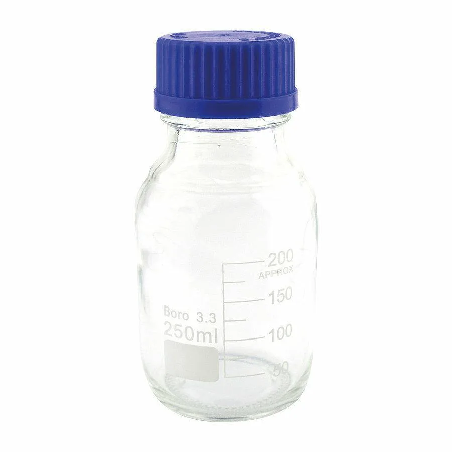 Teqler 250ml Borosilicate Glass Reagent Bottle photographed against a plain background.